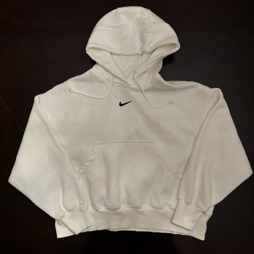 Women’s Nike hoodie cropped oversized small sweatshirt white Center swoosh